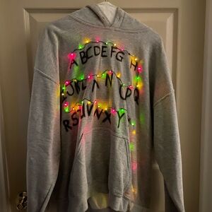Stranger Things inspired Christmas lights alphabet hoodie